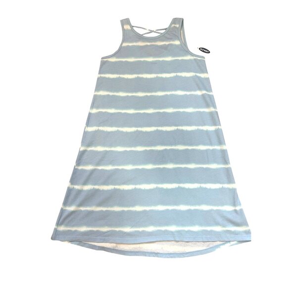 Old Navy Girls Maxi Dress XL 14-16 Blue White Tie Dye Striped Sleeveless Summer - Picture 2 of 11